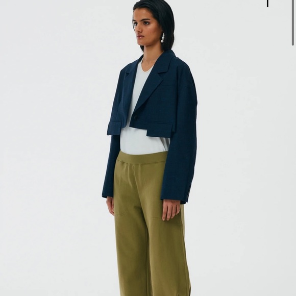 Tibi Crosshatch Cropped Oversized Blazer - Picture 2 of 3